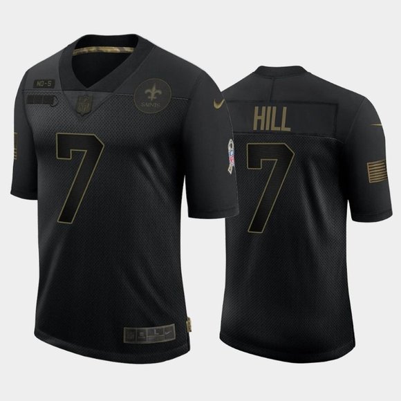 Men's New Orleans Saints #7 Taysom Hill Black NFL 2020 Salute To Service Limited Stitched Jersey Men's New Orleans Saints #7 Taysom Hill Black NFL 2020 Salute To Service Limited Stitched Jersey